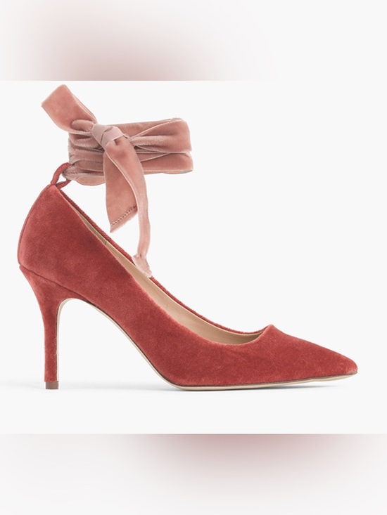 J. Crew Shoes - J.Crew - Women’s Elsie Velvet Ankle-Wrap Pumps - Rust Blush Pink - Size 6.5